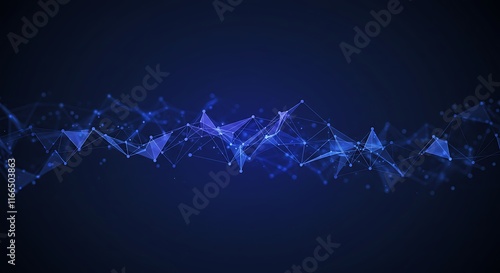 Abstract Blue Network Connections Digital Data Stream Technology Background