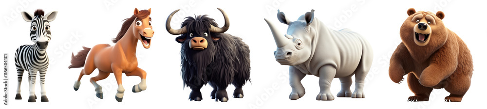 3d wild animal character png cut out element set, transparent background 3d wild animal character png cut out element set, transparent background