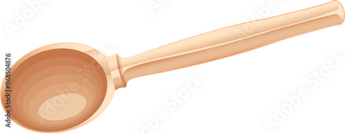 Large wooden tablespoon vector illustration isolated on white background natural kitchenware
