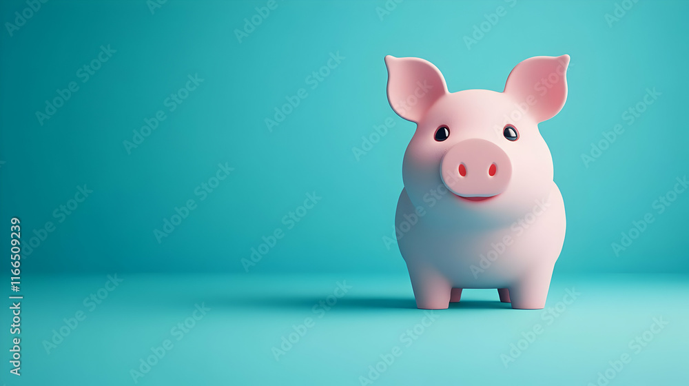 Cute pink piggy bank on a vibrant blue background. Cute pink piggy bank on a vibrant blue background.