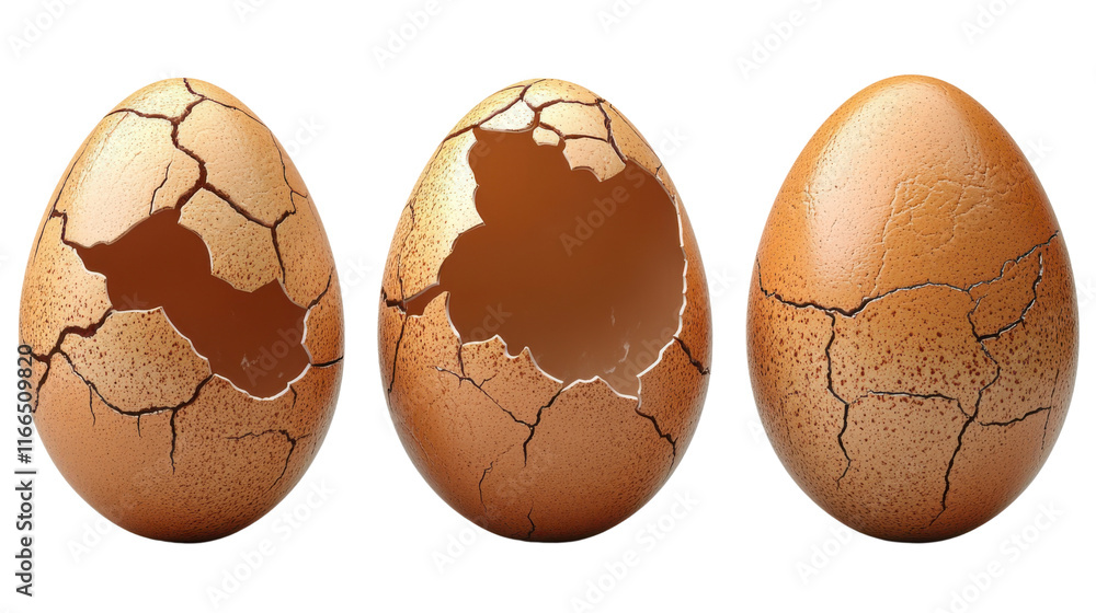 Set crack eggs isolated on white background Set crack eggs isolated on white background
