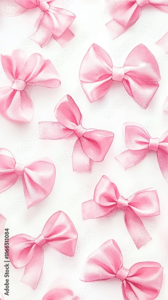 Set of Pink gift bow in watercolor style isolated on color background,Watercolor painting of pink ribbon set,Hand drawing decorative bow elements illustration,copy space. Set of Pink gift bow in watercolor style isolated on color background,Watercolor painting of pink ribbon set,Hand drawing decorative bow elements illustration,copy space.