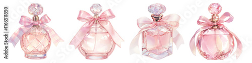 Perfume bottle coquette png cut out element set, transparent background photo