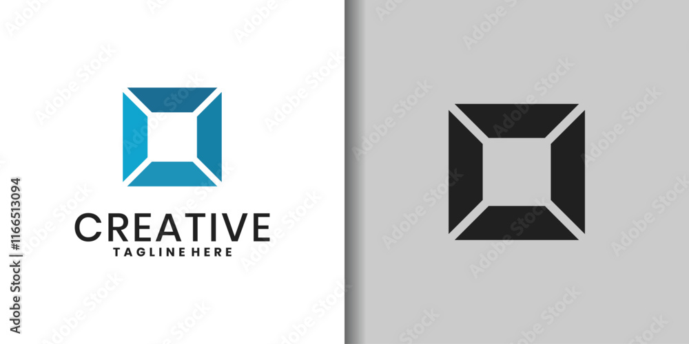Naklejka premium Modern square logo icon, design geometric square elements
