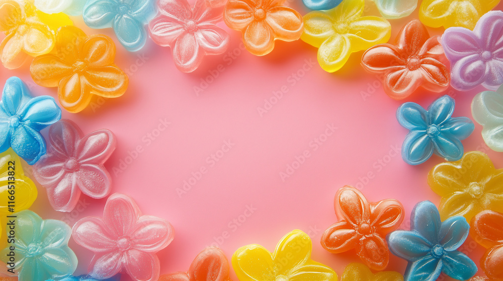 Fototapeta premium Colorful Pop Cute Flower Frame Background