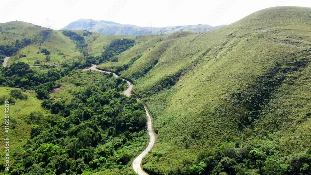 Panoramic view of the green mountains and hills Panoramic view of the green mountains and hills