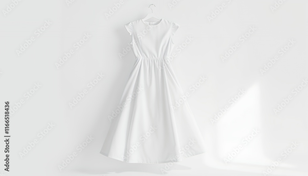 Elegant White Cotton Dress: Simple, Minimalist Style Elegant White Cotton Dress: Simple, Minimalist Style