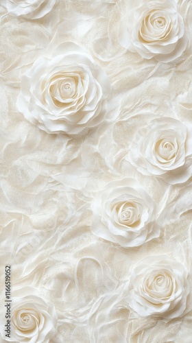 Exquisite Cream Roses on Elegant Textured Fabric A Luxurious Floral Design