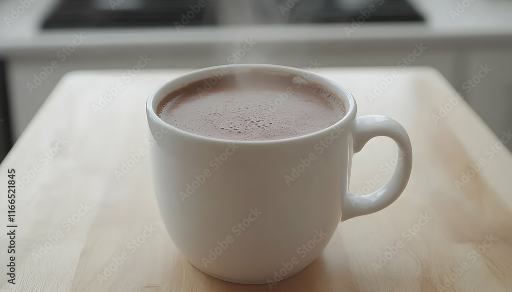 © Putu - Warm mug of steaming hot chocolate on a light wooden table. Perfect for cozy mornings, relaxing evenings, or comforting moments. © Putu - Warm mug of steaming hot chocolate on a light wooden table. Perfect for cozy mornings, relaxing evenings, or comforting moments.
