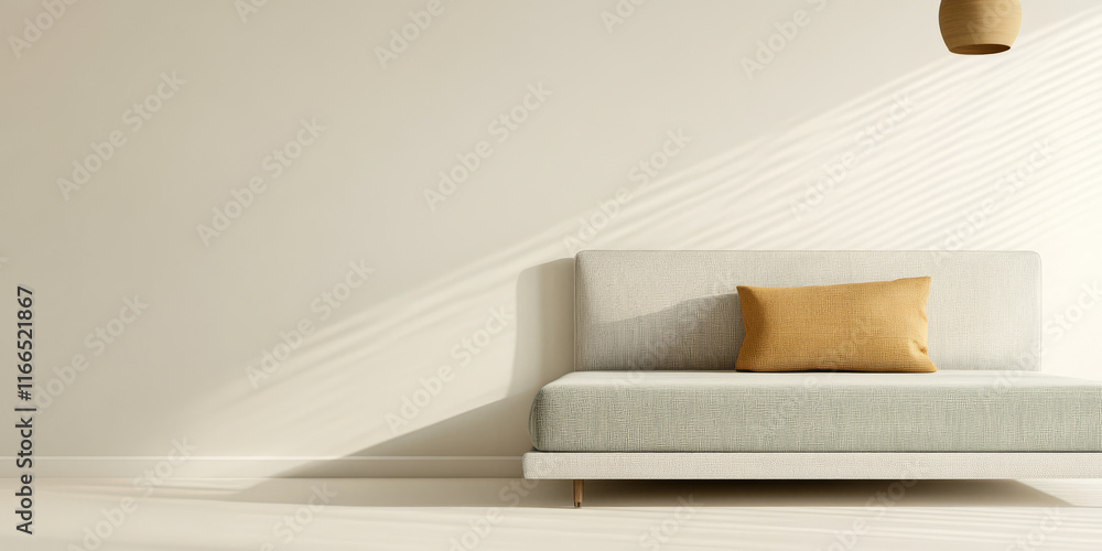Minimalist living room with modern design and natural light streaming in Minimalist living room with modern design and natural light streaming in