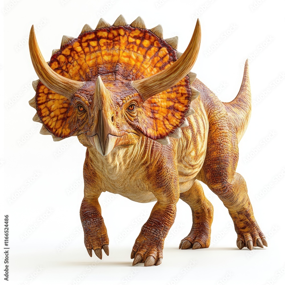 A detailed illustration of a Triceratops, showcasing its distinctive frill and horns. A detailed illustration of a Triceratops, showcasing its distinctive frill and horns.