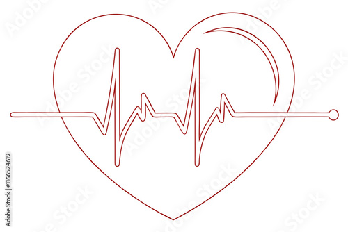 Heartbeat Cardiogram Concept Clean and Simple Heart Pulse Line Drawing