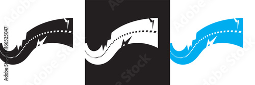 Broken road icon. Element of road and bridges construction. isolated on white and black background. vector illustration. EPS 10