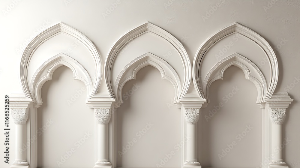 Naklejka premium Elegant White Architectural Arches and Pillars Design