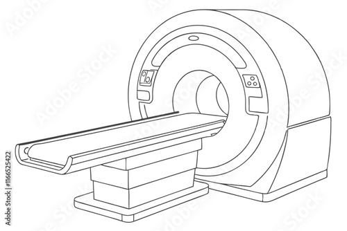 Vector Illustration of MRI Machine in Bold Line Art