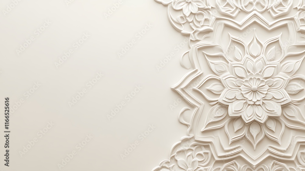 Fototapeta premium Elegant White Floral Mandala Design On A Neutral Background