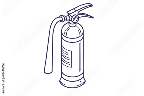 Fire Extinguisher Line Drawing for Safety Icons - Vector Illustration