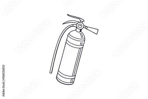 Fire Extinguisher Line Drawing for Safety Icons - Vector Illustration