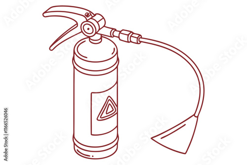 Fire Extinguisher Line Drawing for Safety Icons - Vector Illustration