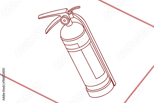 Fire Extinguisher Line Drawing for Safety Icons - Vector Illustration