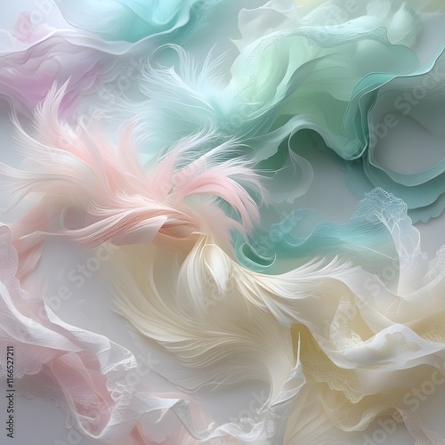 Ethereal whispers of color unfold as soft, delicate hues mingle and merge in subtle, harmonious ways, evoking the gentle lapping of waves or the softest of breezes. photo