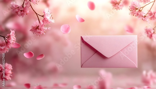 Valentines Day decoration template with a pink envelope illustration, soft pastel background, and a banner template design perfect for a romantic theme