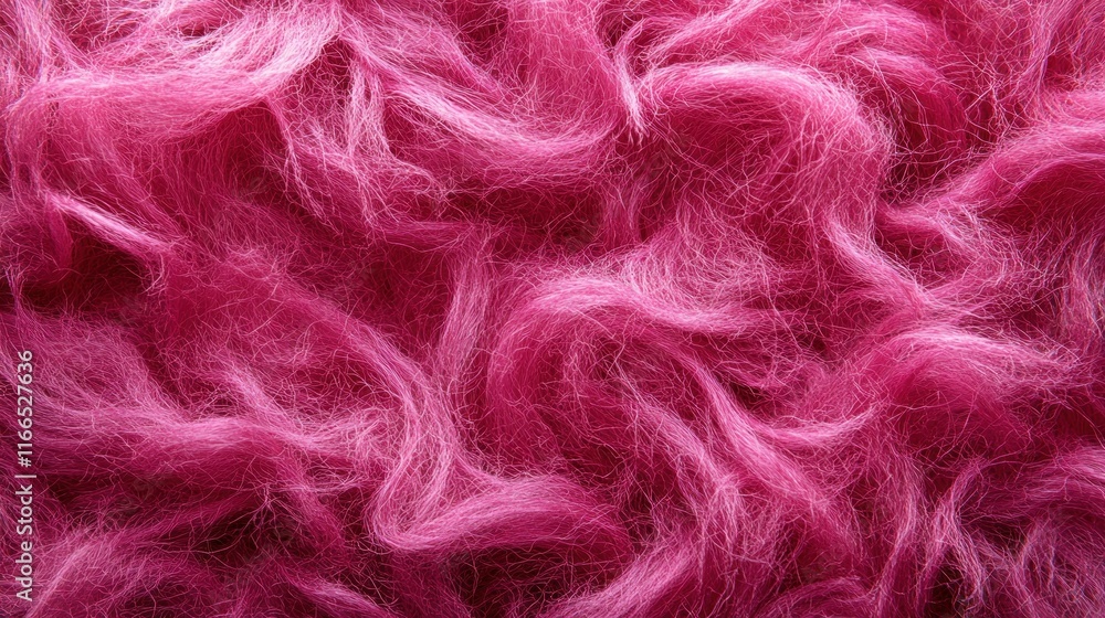 Obraz premium Pink fluffy fur textile close-up, swirling texture, soft background.
