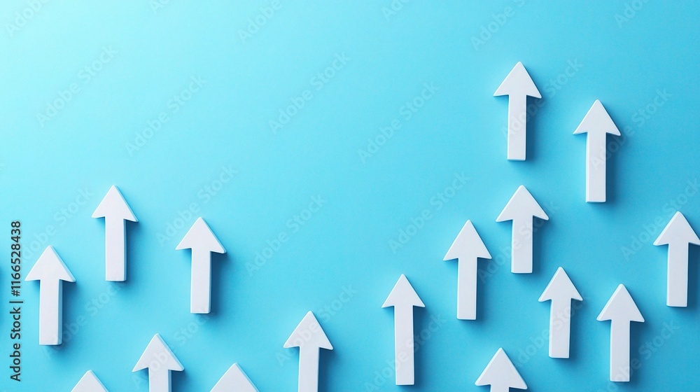 Upward Arrows on Blue Background Symbolizing Growth and Progress Upward Arrows on Blue Background Symbolizing Growth and Progress