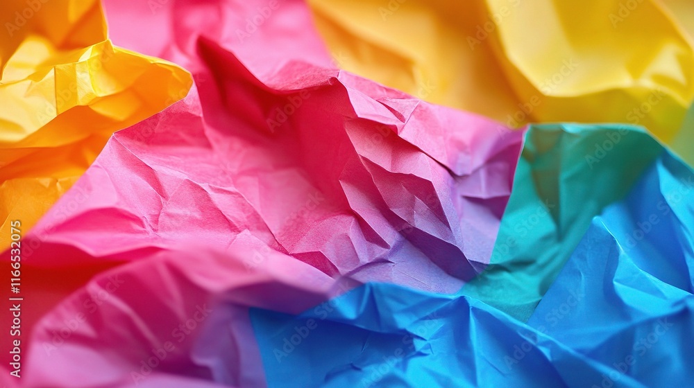 Crumpled Colorful Construction Paper in Close-Up View for Art Projects Crumpled Colorful Construction Paper in Close-Up View for Art Projects
