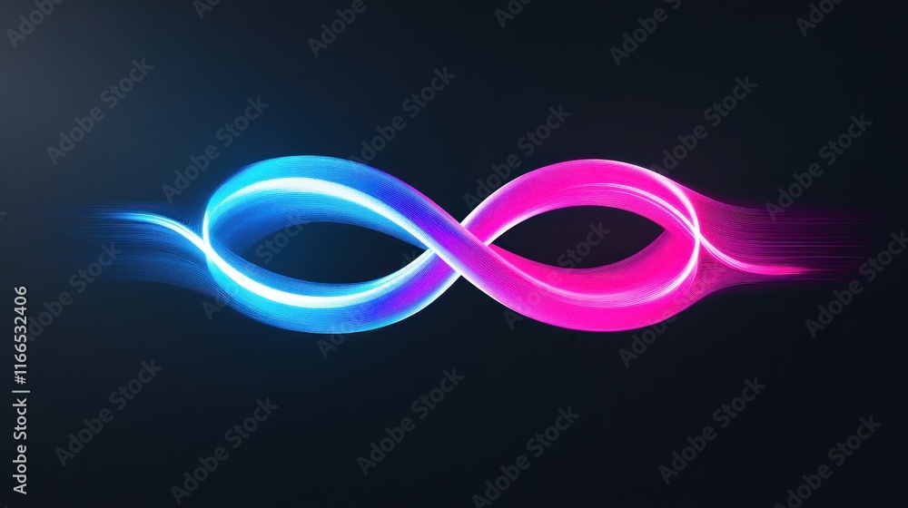 Fototapeta premium A stylized infinity symbol in blue and pink glowing light.