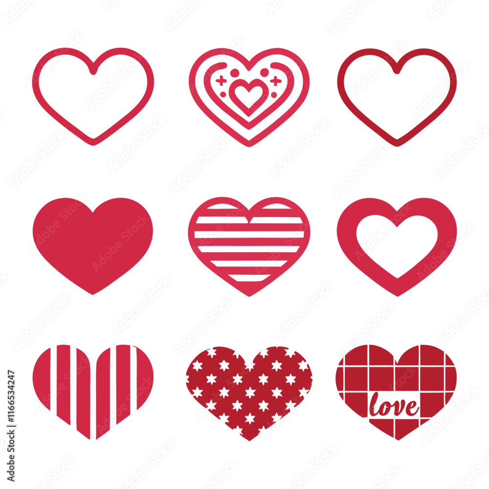 Collection of illustrated heart icons. Heart Vector Bundle. Valentine, birthday, wedding.
Collection of illustrated heart icons. Heart Vector Bundle. Valentine, birthday, wedding.