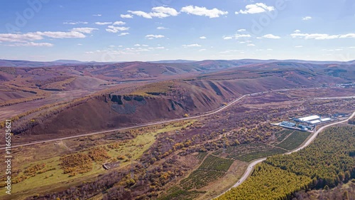 Explore stunning autumn landscapes of Daxinganling Xing'anmeng Alshan captured in breathtaking aerial time lapse photo