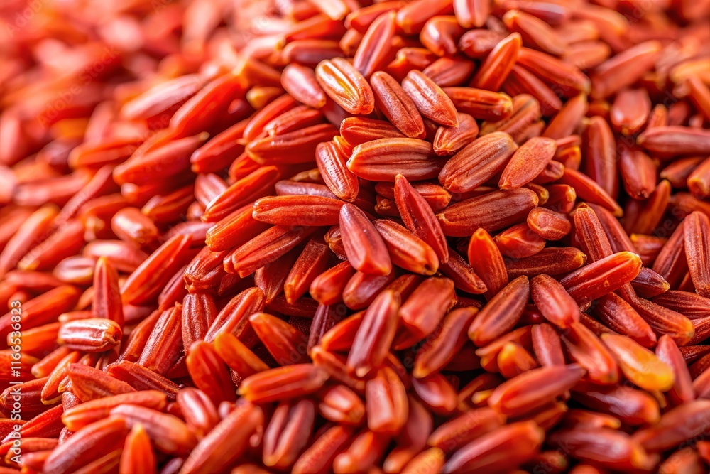 Macro Photography of Red Rice Grains, Close-up Dolly Shot, Detailed Texture Macro Photography of Red Rice Grains, Close-up Dolly Shot, Detailed Texture