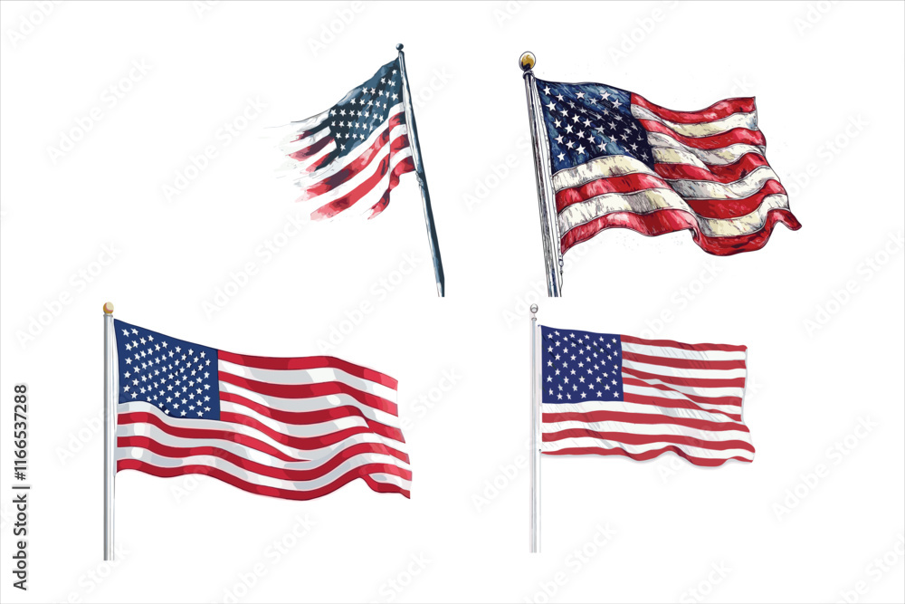 A set of flags with the words united states A set of flags with the words united states