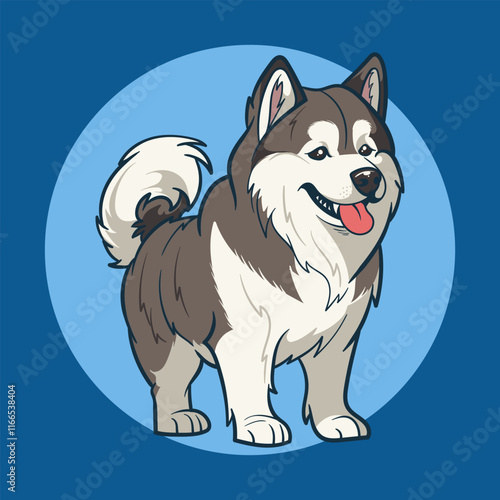 Cute alaskan malamute dog cartoon chibi vector illustration
