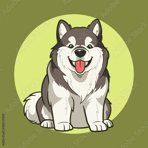 Cute alaskan malamute dog cartoon chibi vector illustration