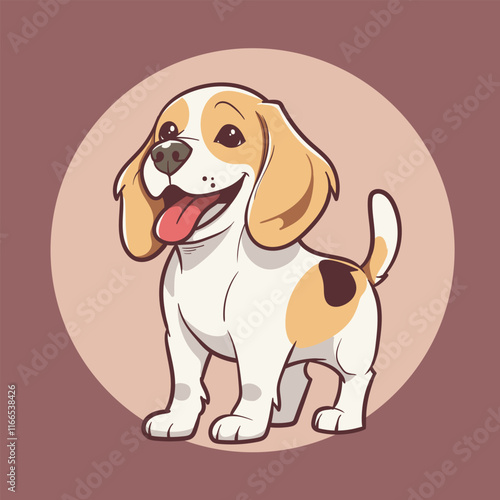 Cute beagle dog cartoon chibi vector illustration