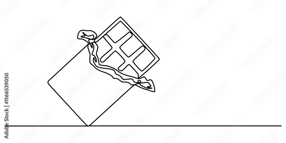 One Continuous Line Drawing of Chocolate Icon. Single Line Vector Illustration, Chocolate bar one continuous line drawing. Unfolded chocolate minimal vector illustration, World Chocolate day. half pro One Continuous Line Drawing of Chocolate Icon. Single Line Vector Illustration, Chocolate bar one continuous line drawing. Unfolded chocolate minimal vector illustration, World Chocolate day. half pro