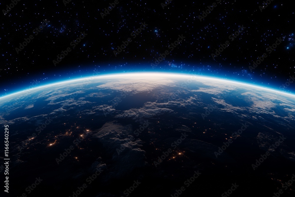 Obraz premium Stunning View of Earth from Space with Glowing Atmosphere