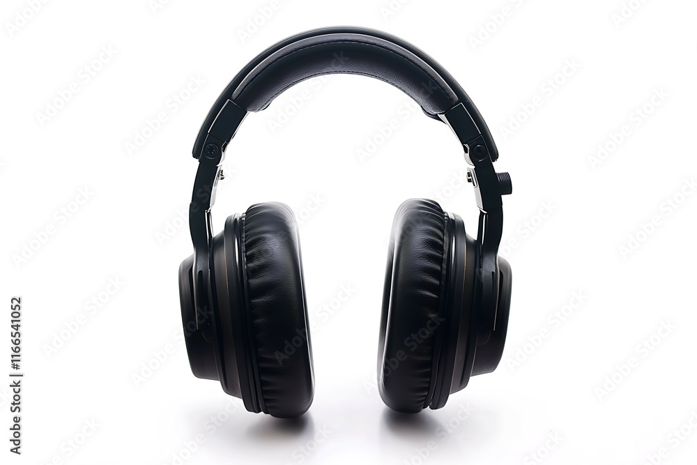 A headset isolated on a white background with shadow. A headset isolated on a white background with shadow.