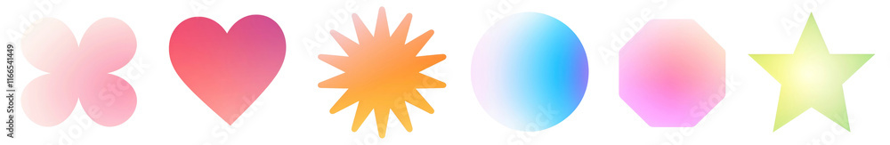 Gradient geometric shape png cut out element set, transparent background Gradient geometric shape png cut out element set, transparent background