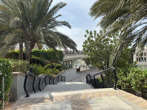 Photography A vibrant snapshot of Riverland Dubai, where charming cobblestone streets, picturesque bridges, and scenic waterways transport you to a world of timeless charm