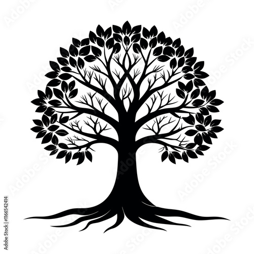 vector with family tree silhouette