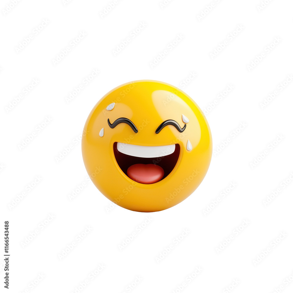 Fototapeta premium Glossy 3D Laughing Emoji with Tears of Joy