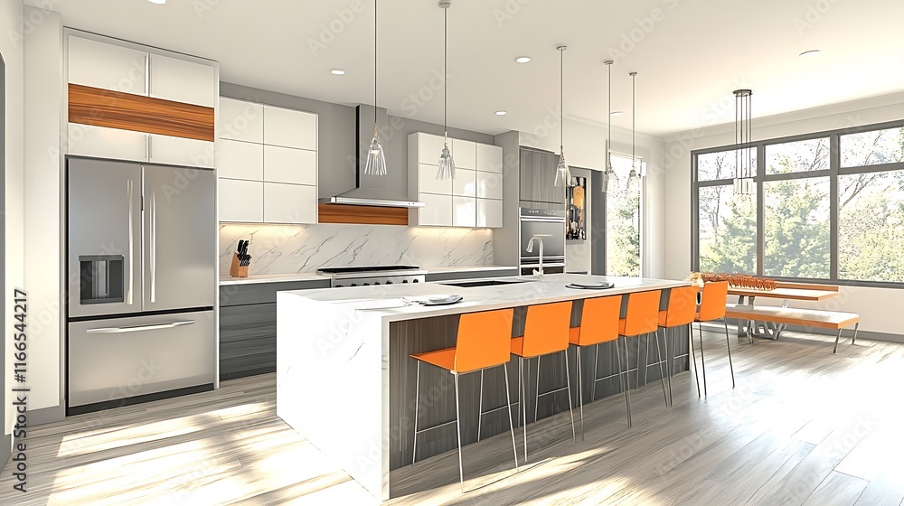 Obraz premium Modern kitchen design home interior photography bright space aesthetic