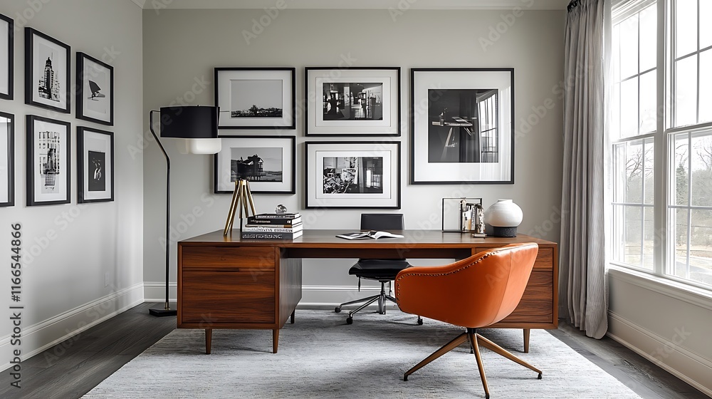 Fototapeta premium Modern office workspace design home interior bright aesthetic