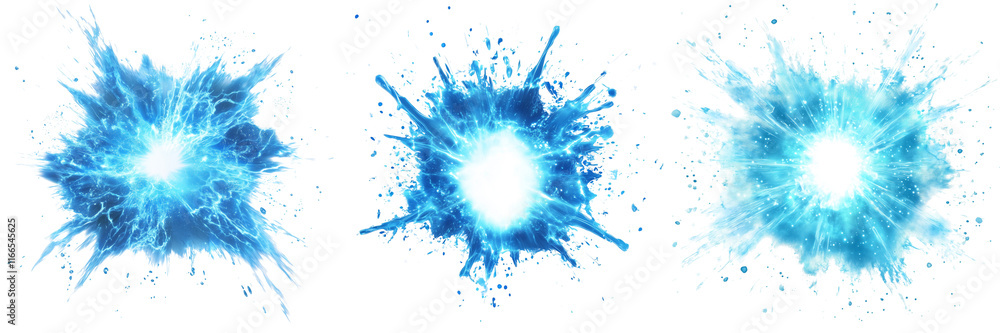 A Set of Radiant Blue Glowing Explosion Borders with Dynamic Trails Isolated on Transparent Background A Set of Radiant Blue Glowing Explosion Borders with Dynamic Trails Isolated on Transparent Background