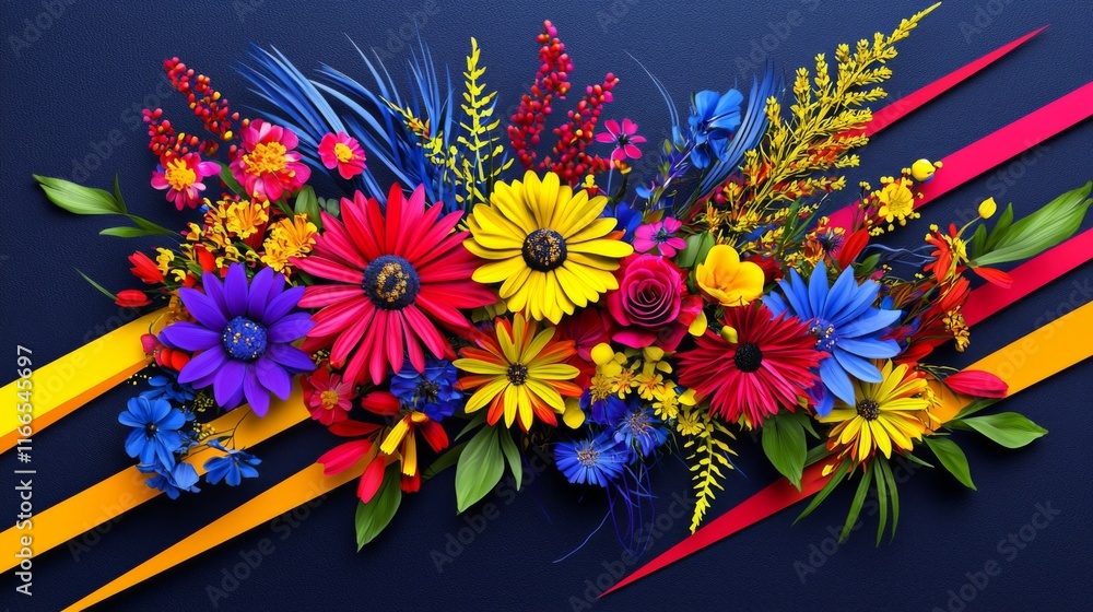 Obraz premium Vibrant Floral Arrangement Colorful Flowers Bold Design High Resolution