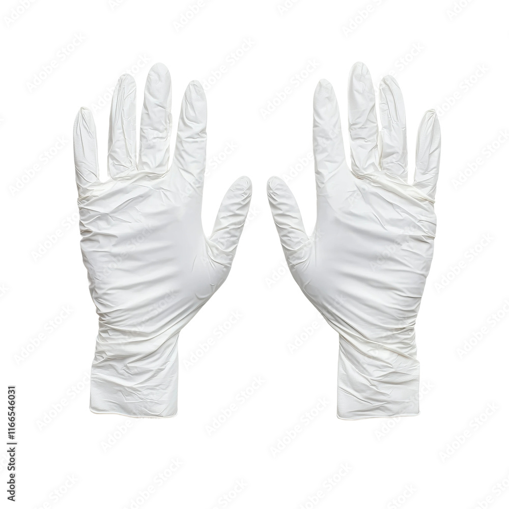 Obraz premium Pair of White Disposable Latex Gloves on Display