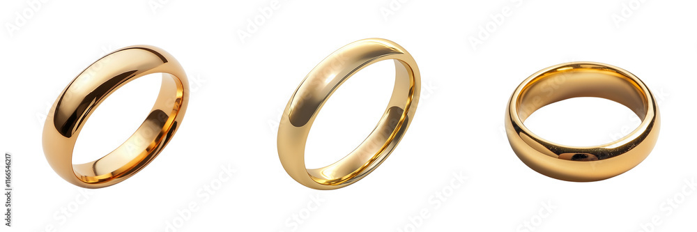 A Set of Elegant Gold Wedding Bands with Exquisite Shine Isolated on Transparent Background A Set of Elegant Gold Wedding Bands with Exquisite Shine Isolated on Transparent Background